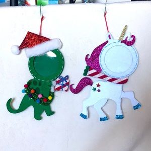 Set of 2 Adorable Christmas Photo Ornaments